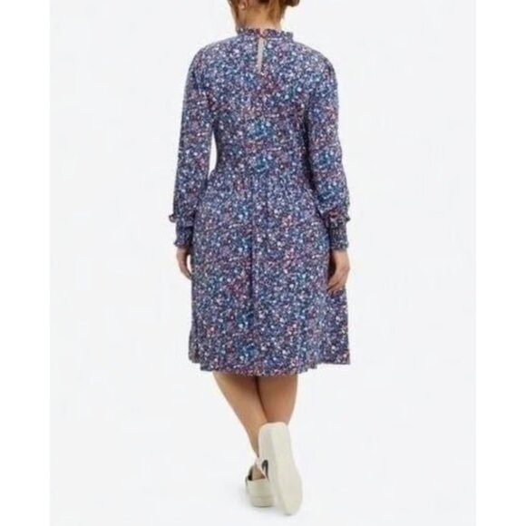 NWT DRAPER JAMES Womens' Blue Wispy Floral Kitty Knit Shift Dress XL - Picture 6 of 12